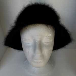 Black Angora Bucket Hat Women’s One Size Classic Style Formal Trending